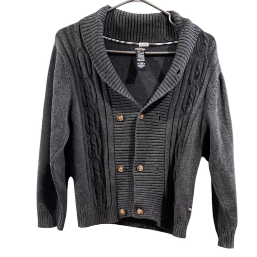 Nautica Boys Dark Gray Double-Breasted Sweater - Dress Your Son in Style! Medium